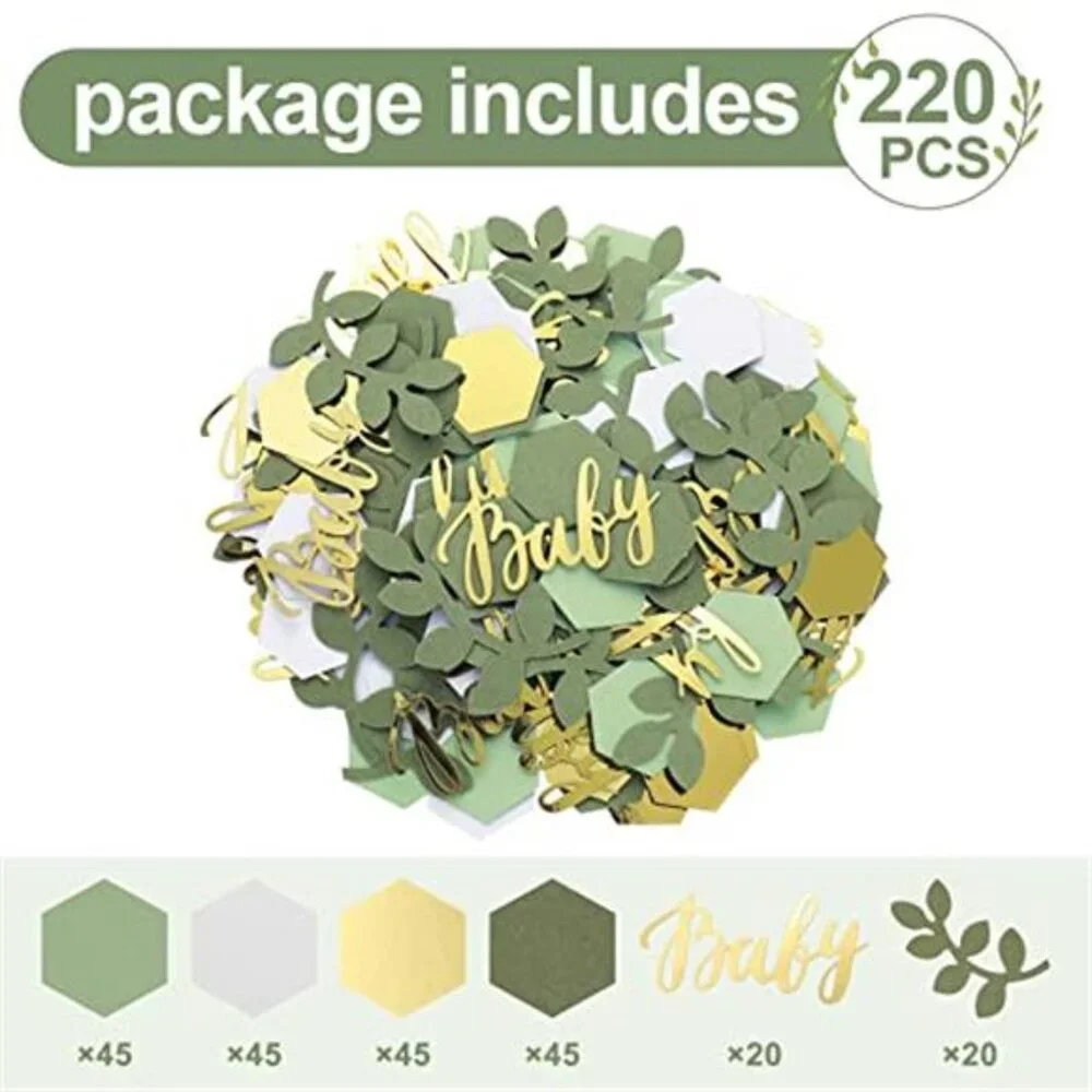 Baby Shower Confetti 220pcs Greenery Eucalyptus Gold Table Decorations Party
